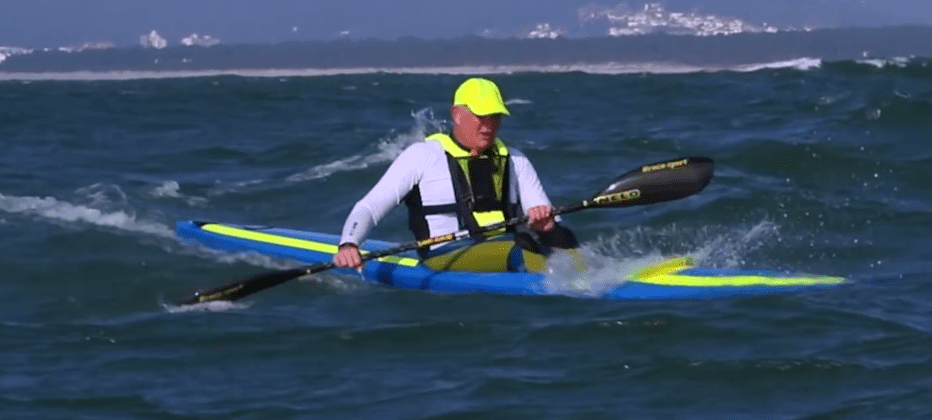 Nelo surfski wave deflector in action