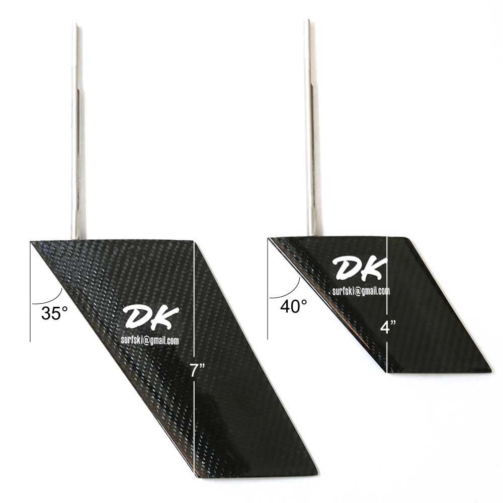 DK Rudder Specs Specs for DK Rudder, 7 and 4 inch, weed shedding and weedless rudders for Nelo Surf skis