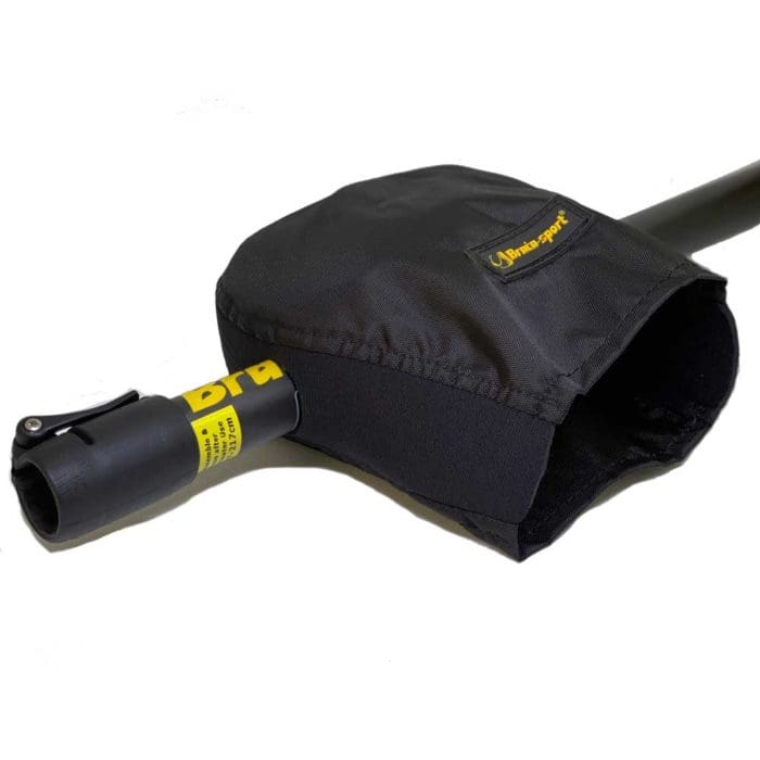 Professional kayak pogie for racing and surfski, slip shaft through flexible opening
