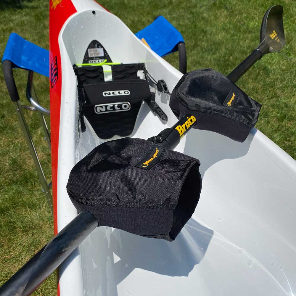pogies_low_profile_with_surfski Low profile pogies, slip on for 2 piece shafts