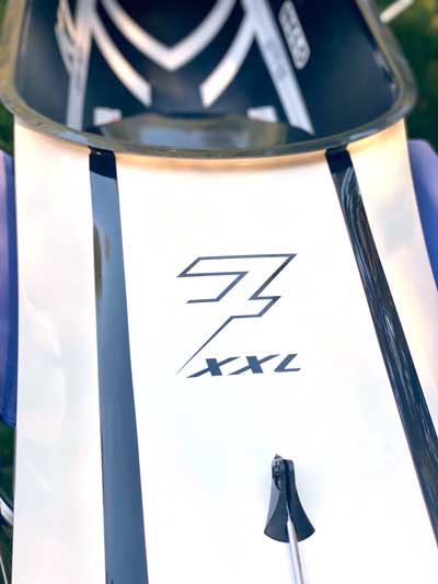 White Sete Racing Kayak with Black Stripes
