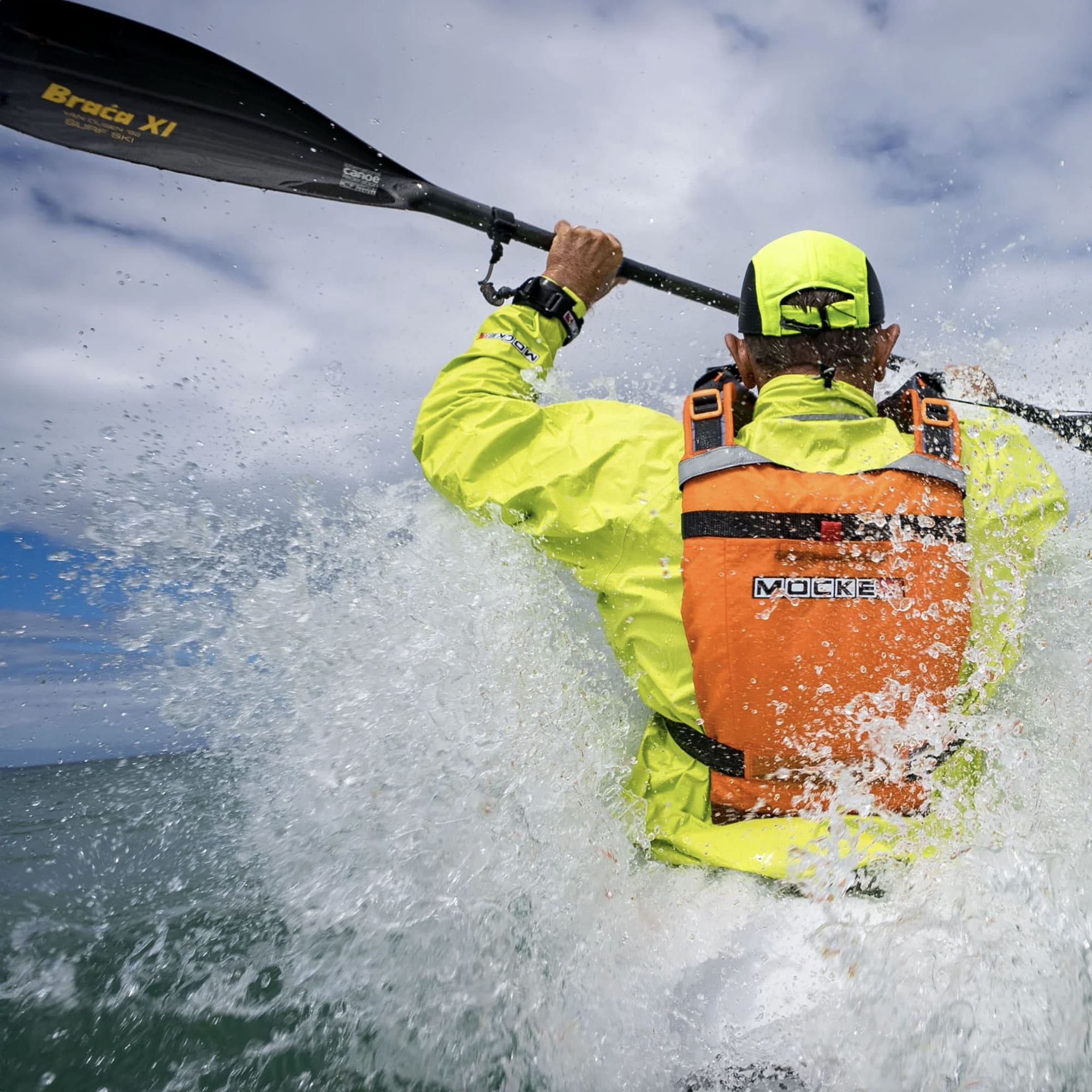 Oscar is using a Braca IV, one of the most popular and longest selling surfski wing paddles in the world.